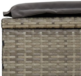kétszemélyes szürke polyrattan napozóágy párnákkal