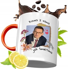 Narancssárga Bögre Mateusz Morawiecki Ajándék fényképes nyomtatással