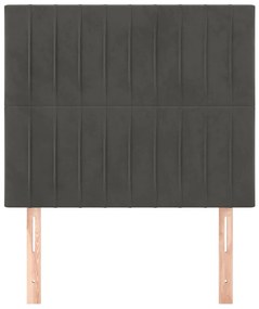 2 db sötétszürke bársony fejtámla 80 x 5 x 78/88 cm
