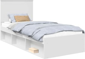 vidaXL Ágykeret fejtámlával Fehér 100 x 200 cm Tömör fenyőfa