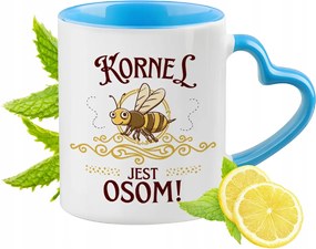 Kornélnak Kék Bögre Szív Alakú Füllel Kávé Ajándék