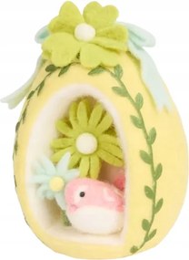 Húsvéti Tojás dekoratív madárkával Karácsonyi sárga színben