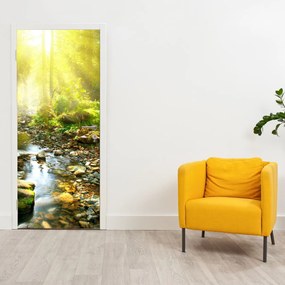 Fotótapéta ajtóra - Folyó a zöld erdőben (95x205cm)