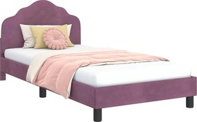 vidaXL Gyerekágy kerettel fejtámlával Lila 80 x 200 cm Bársony