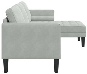 3-Fős Kanapé Chaise L alakú Világosszürke 160 cm Pamut