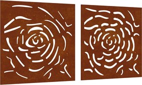 vidaXL 2 db rózsamintás corten acél kerti faldísz 55 x 55 cm