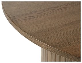 Barna kerek dohányzóasztal tölgyfa dekorral ø 90 cm Nola – Unique Furniture