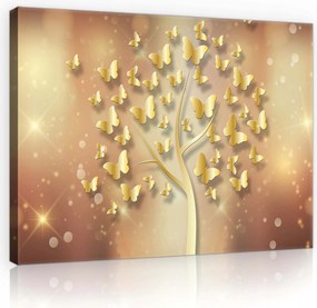 Vászonkép 60x40 Arany lehelet Absztrakt pillangókkal a nappaliba