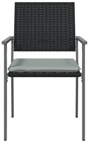 2 db fekete polyrattan kerti szék párnával 56 x 62,5 x 89 cm