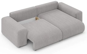 Világosszürke kordbársony kinyitható tárolóhelyes sarokkanapé (variálható sarok) Luma – Ropez