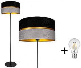 Abazur Premium állólámpa fekete/szürke 1x E27 + ajándék LED izzó