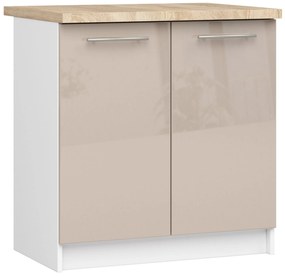 Alsó konyhaszekrény Ozara S80 2D (fehér + fényes cappuccino). Akció -16%. 1071122