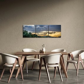 Tájkép sugarakkal (órával) (90x30 cm)