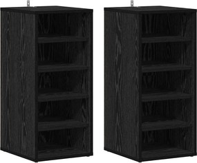 vidaXL Cipőszekrény 2 pcs Fekete tölgy 32 x 35 x 70 cm Faanyag