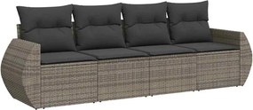 vidaXL 4 részes szürke polyrattan kerti ülőgarnitúra párnákkal