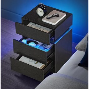 SMARTIE LED-világítású éjjeliszekrény, fekete