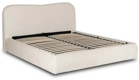 Franciaágy Krém Bouclé Kárpittal. Ágyneműtartóval. 180x200 BRISTOL