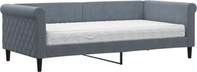 vidaXL sötétszürke bársony heverő matraccal 90 x 190 cm