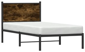 füstös tölgy színű fém ágykeret matrac nélkül 80 x 200 cm