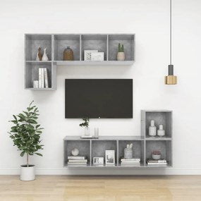 betonszürke szerelt fa fali TV-szekrény 37x37x142,5 cm