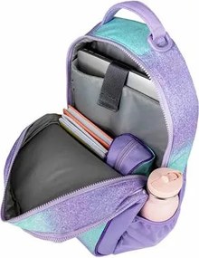 Iskolatáska, cipzáras, laptoptartóval, BELMIL Companion Serenity, lila, pillangó (BL338961L)