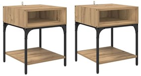 Éjjeli asztal 2 pcs kézműves tölgy 40 x 40 x 50 cm Faanyag