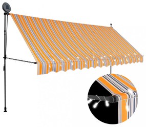 sárga és kék kézzel kihúzható LED-es napellenző 350 cm