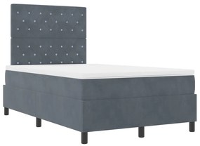 Boxspring Ágy Matracal Sötétszürke Kis Kétszemélyes Párnázott