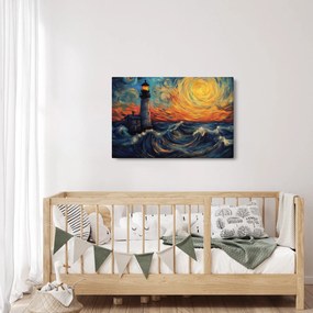 Kép - Világítótorony a hullámokban (90x60 cm)