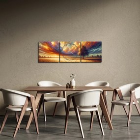 Kép – Fa a mezőn (órával) (90x30 cm)