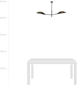 Csillár rúdon LOTUS 2xE14/10W/230V fekete/arany