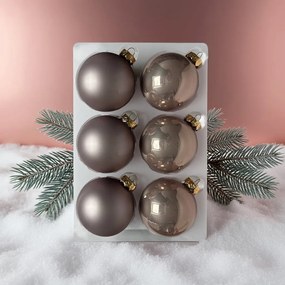 Rosegold karácsonyi üveggömb szett, 8 cm, 6 db