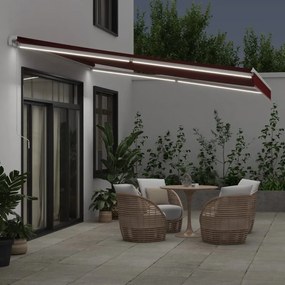 burgundi vörös kézzel kihúzható LED-es napellenző 400 x 300 cm