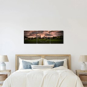 Tájkép templommal (órával) (90x30 cm)