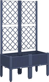 vidaXL kékszürke PP rácsos kerti ültetőláda 80 x 40 x 142 cm