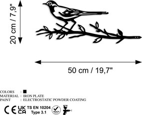 Bird fém kerti dísztárgy, fekete, 50×20 cm – TR565TNL1303