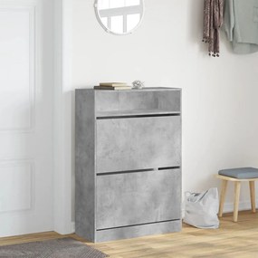 betonszürke cipőszekrény 2 kihajtható fiókkal 80 x 34 x 116 cm