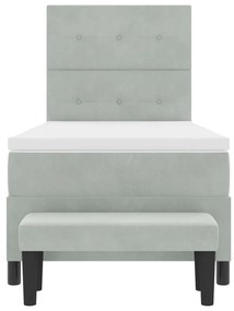Boxspring ágy matraccal és paddal világosszürke 80x200 cm velúr
