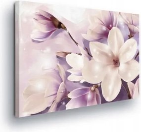 Vászonkép 80x60 Magnólia virágok virágzás finom pasztell rózsaszín fehér