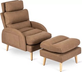 Kényelmes Fotel Barna Színben Lábtartóval. HENRY Belföldi Raktárról