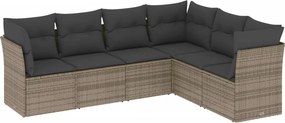 vidaXL 6 részes szürke polyrattan kerti ülőgarnitúra párnákkal