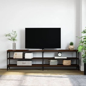 barna tölgyszínű szerelt fa és fém TV-szekrény 180x30x50 cm