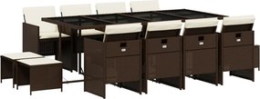 vidaXL 13 részes barna polyrattan kerti ülőgarnitúra párnákkal