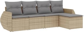 vidaXL 5 részes bézs polyrattan kerti ülőgarnitúra párnákkal