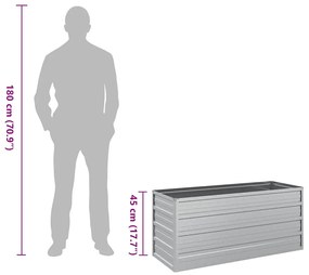 ezüstszínű horganyzott acél kerti magaságyás 100 x 40 x 45 cm