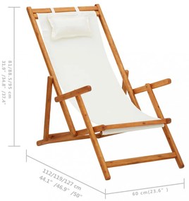 eukaliptusz fa és krémszínű szövet összecsukható strandszék