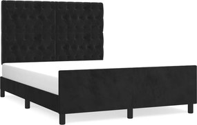 vidaXL fekete bársony ágykeret matrac nélkül 140 x 190 cm