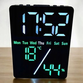 Modern Ébresztőóra LED-es óra hőmérővel Higrométer Dupla riasztás