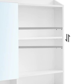 Fésülködőasztal tükörrel, fiókos kozmetikai asztal, fehér