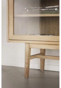 Natúr színű tálalószekrény tolóajtóval, tölgyfa dekorral 170x75 cm Hazelton – Rowico